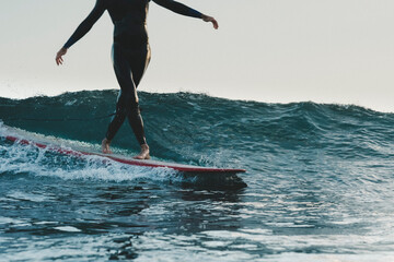 Surfer on longboard