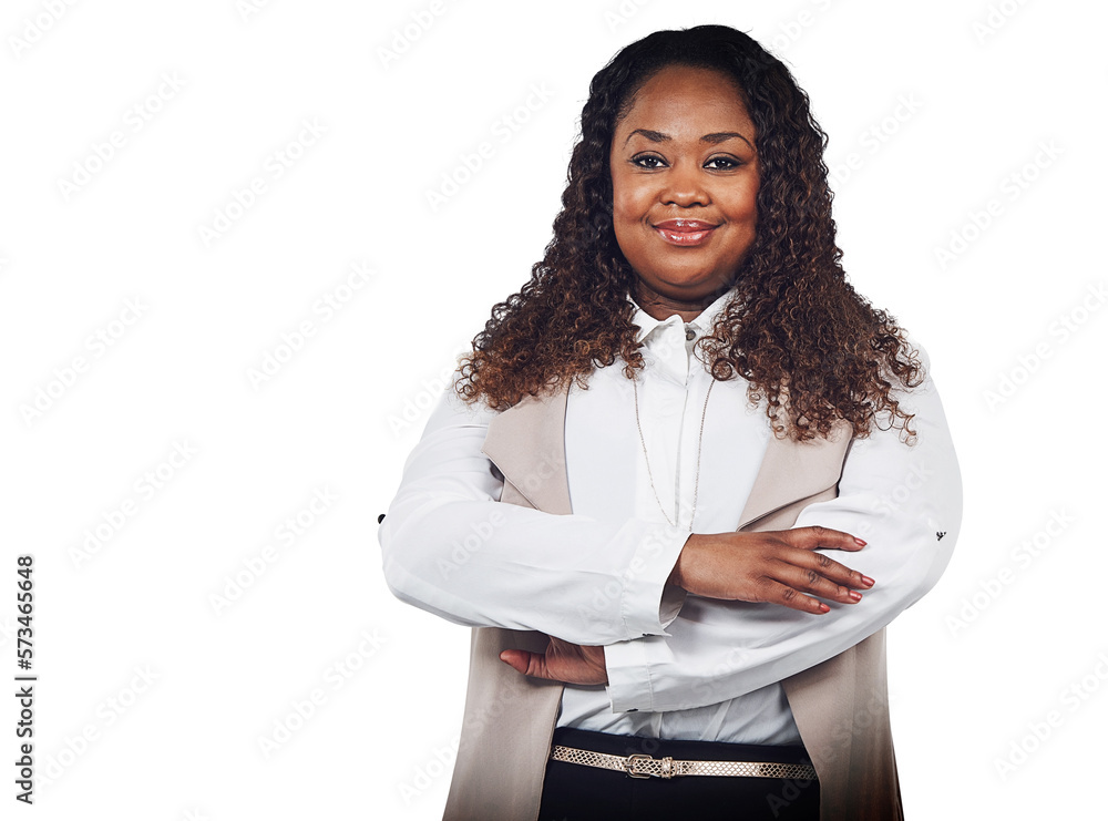 Canvas Prints A smiling attractive middle-aged plus-size plump woman in a business suit looking decent and goal oriented isolated on a png background.