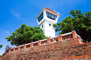 Fototapeta premium The building view of the Anping Old Fort in Tainan, Taiwan which is the earliest fortress building in Taiwan.