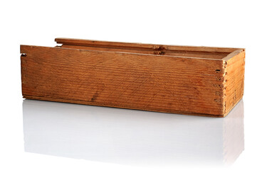 Wooden box on a white background