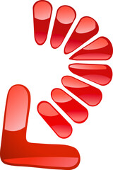 Fourth Red Dotted Curved Glass Arrow