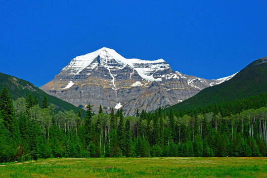 Scenic View Of Forest Snowcapped Mountains Against Sky At Sunset