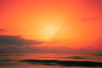 Keuken spatwand met foto Seascape in early morning, orange sunrise over the sea. Nature landscape © vvvita