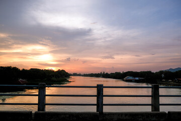 sunset over the river