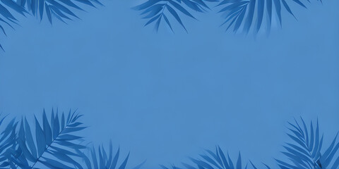 Fototapeta na wymiar blue leaves with blue background, copy space for text, illustration, Generative, AI