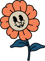 Fototapeta premium Comic flower 70s groovy vector