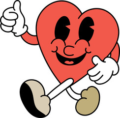 Comic heart 70s groovy vector
