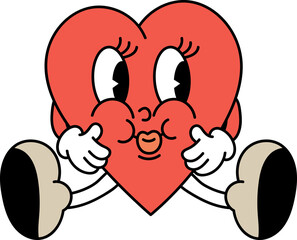 Comic heart 70s groovy vector