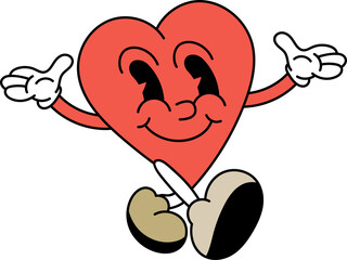 Comic heart 70s groovy vector