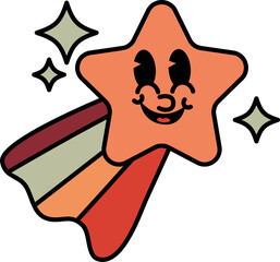 Comic star comet 70s groovy vector
