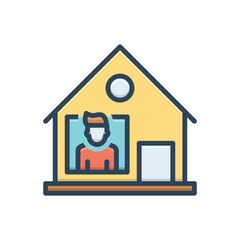 Color illustration icon for stayed