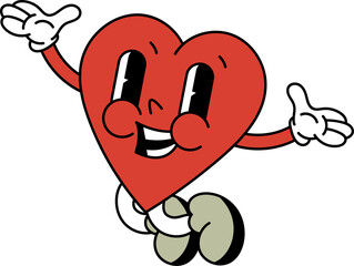 Comic heart 70s groovy vector