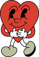 Comic heart 70s groovy vector
