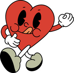 Comic heart 70s groovy vector