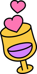 Wine glass 70s groovy vector