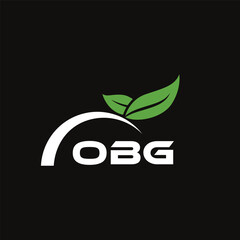 OBG letter nature logo design on black background. OBG creative initials letter leaf logo concept. OBG letter design.