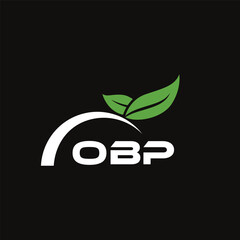 Fototapeta premium OBP letter nature logo design on black background. OBP creative initials letter leaf logo concept. OBP letter design.