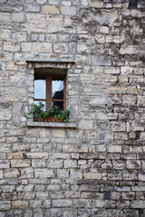 Italian window in an old stone house