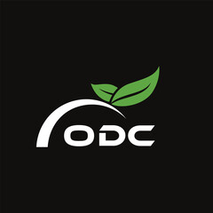 ODC letter nature logo design on black background. ODC creative initials letter leaf logo concept. ODC letter design.
