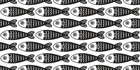 fish Seamless pattern vector tuna salmon shark cartoon pet dolphin whale sea ocean repeat wallpaper tile background gift wrapping paper animal doodle illustration design scarf isolated