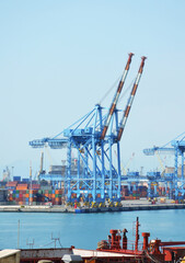 Fototapeta premium Cranes in the port of Genoa in Italy