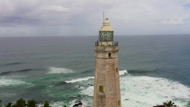 Aerial view of Lighthouse and beautiful landscape in Sri Lanka. Dondra lighthouse.