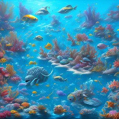 Obraz na płótnie Canvas Cartoon ocean - generative ai