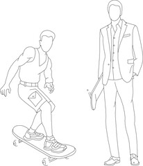 Skater boy silhouette illustration vector sketch