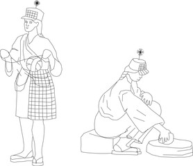 High pressure coffee machine illustration vector sketch