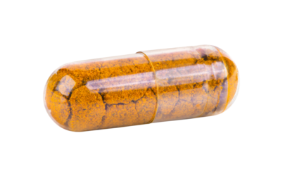 herb turmeric capsules spilling on transparent png