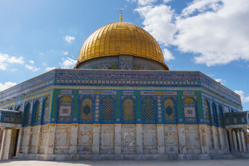 Obraz premium The Dome of the rock, Al-Aqsa Mosque, Jerusalem old city, Palestine 