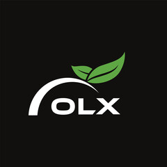 OLX letter nature logo design on black background. OLX creative initials letter leaf logo concept. OLX letter design.
