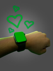 smart watch heart in hand