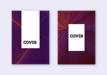 Hipster cover design template set. Violet abstract