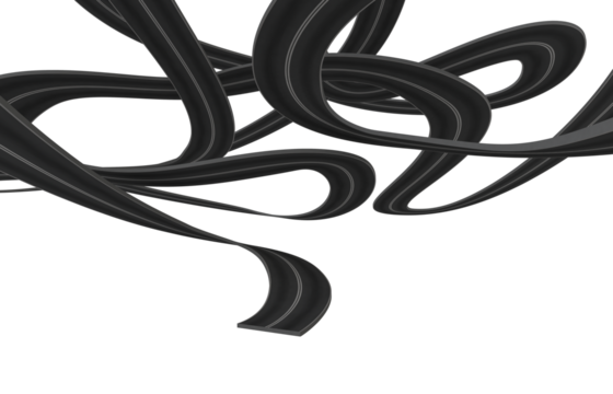 Tangled black roads. doubts about which way to go concept. 3d rendering