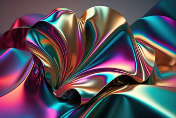 3d render, abstract iridescent background design, colorful rainbow graphic illustration. Generative ai.