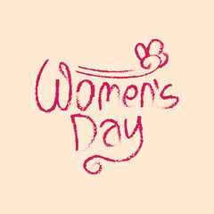 March 8, Happy Womens Day Lettering vector Logo design for greeting card, banner, poster, social media. International Women's Day typography, lettering, calligraphy.