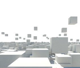 Image of abstract futuristic abstract background with white cubes. 3d rendering