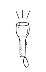 Pocket flashlight doodle icon. Hand lantern on a string, vector illustration.