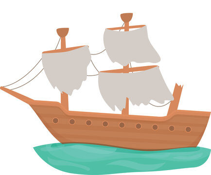 Ship icon cartoon vector. Old shipwreck. Pirate boat