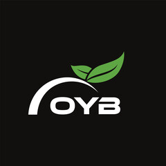 OYB letter nature logo design on black background. OYB creative initials letter leaf logo concept. OYB letter design.
