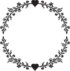 Floral wreath with heart (flower circle). Vector illustration.