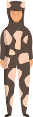Cow halloween animal costume icon cartoon vector. Cute child. Dress carnival