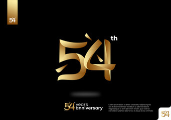 Number 54 gold logo icon design, 54th birthday logo number, 54th anniversary. - obrazy, fototapety, plakaty