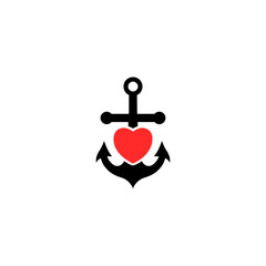  Anchor heart icon isolated on white background.