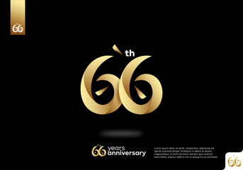 Number 66 gold logo icon design, 66th birthday logo number, 66th anniversary.