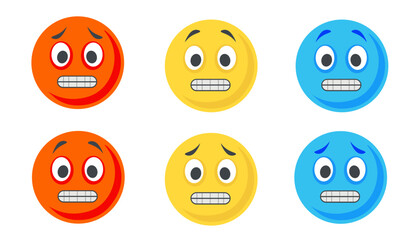 Scared emoticon icon. Emotion emoji set vector ilustration.