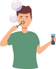 Child blowing bubbles icon cartoon vector. Kid soap. Blow play