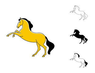 Horse view side for logo, emblem, badge, label template design element. Vector illustrations