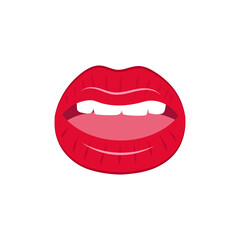 Mouth. Image of a parted mouth with white teeth and red lips.